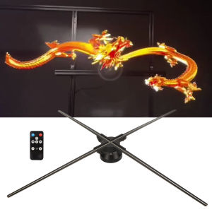 [Wondering] 3D Holographic Projectors Advertising Machine 1600P 4 Leaf 1024 LED Beads 85cm Diameter Holographic LED Fan Projector 100‑240V