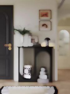 Storage Cabinet French Style Entrance Cabinet Minimalist Black Decoration Double Arch Design Storage Rack Partition