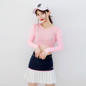 แฟชั่นผู้หญิง Bottoming บางเสื้อเล่นกอล์ฟ S ครีมกันแดดภายในสวมใส่เสื้อครอปครึ่งตัวแขนยาว UV ปลอกแขนผ้าไหม Bottoming เสื้อเล่นกอล์ฟ
