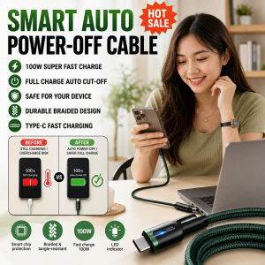 Smart Braided Data Cable Auto Power Cut Off Fast Charging Nylon USB Charger Cord Type C Micro USB Braided Phone Cable Data Transfer Sync for Android Mobile Devices
