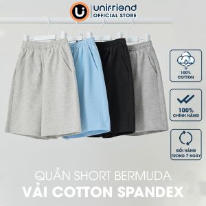 Quần short Bermuda dài qua gối vải cotton spandex mềm thoải mái bé trai bé gái Unifriend Hàn Quốc U950U Size 2-12 tuổi