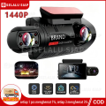 Dash cam Mobil 1440P Depan Bagian Dalam Dual Lens Night Vision 3 "Layar IPS G-Sensor 170 ° Angle Loop Recording Dashboard 24H 360° Rotation Dalam Universal DVR Dasbor Kamera Malam Visi Aksesori Camcorder Mobil. 