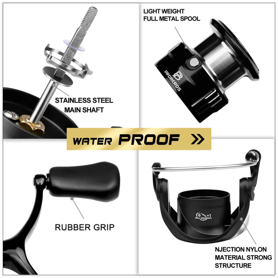 PROBEROS Fishing Reel 1000-4000 Series Metal Spool Spinning Wheel Water  Proof Reel 6.2:1 Gear Ratio Left&Right Handle changeable