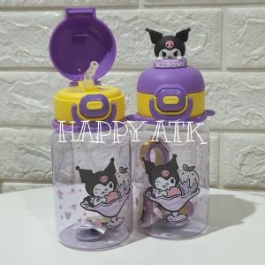 BOTOL MINUM / TEMPAT MINUM / TUMBLER LUCU 570 ml DENGAN SEDOTAN BPA FREE KUROMI MELODY