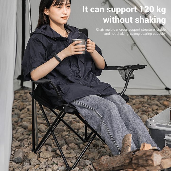 Portable Folding Outdoor Camping Chair Lawn Chair with Armrest Cup