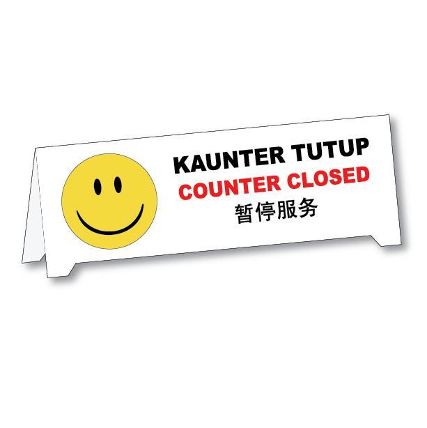 COUNTER CLOSED KAUNTER TUTUP TABLE TOP PP SIGN BOARD 60X180MM