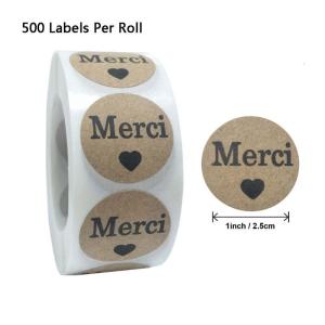 500ชิ้น Merci French ขอบคุณสติ๊กเกอร์ติดแน่นด้วยตนเองป้ายกระดาษคราฟท์สติกเกอร์อบสติกเกอร์แพ็คเกจอัลบัมภาพสติกเกอร์