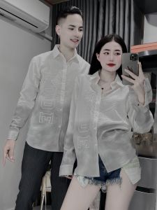 Áo sơ mi đũi tay dài nam họa tiết thêu chữ trước ngực 2 màu chất vãi đũi  dày dặn from thoải mái