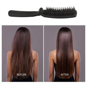 Travel Friendly Folding Hair Brush with Nylon and Boar Bristles for Gentle Detangling Suitable for Men and Women