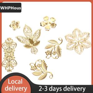 [COD] WHPHous Ship within 24 hours 50Pcs Vintage Metal Leaf Filigree Flower Slice Charms DIY Craft Jewelry Making