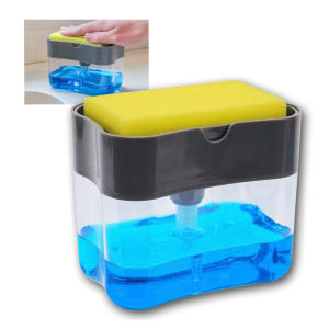 2-in-1 Soap Pump Dispenser Sponge Holder | Universal Kitchen Sponge Caddy Dish Soap | Liquid Sponge Soap Holder