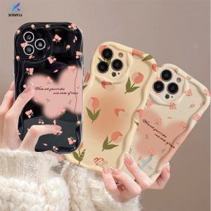 (Lokal Ready) Xinyu Casing hp Samsung A14 5G A24 A05 A05S A04e A13 A04 A04s A10s A20s A30s A21s A12 A02s A32 A03 A51 A23 A50s A52s A50 A03s A52 A11 A20 M32 Pasangan Hati Cinta Bunga Segar Tulip Tepi Melengkung Bergelombang 3D Soft Case