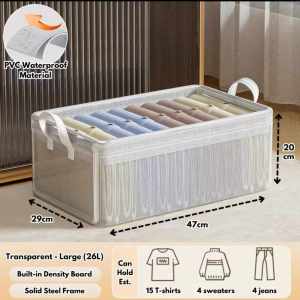 Transparent storage box PVC Foldable Wardrobe Organizer Basket Drawer Clear Kotak Penyimpanan Transparan