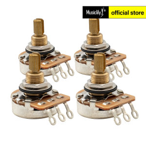 Musiclily Pro HD A500K/B500K bằng đồng thau nguyên chất Kích thước inch tốt 24-Spline chậu tách trục âm thanh/núm tuyến tính chiết áp cho Guitar Bass điện (Bộ 4)