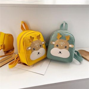 KEYOOL Canvas Kid Backpack Fashion Color Deer Print Little Deer Schoolbag Breathable Lightweight Kindergarten Bag Kindergarten