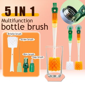 5IN1 Long Handle Cleaning Cup Brush Water Cup Cleaning Milk Bottle Brush Wash Cup Brush Multi-function Scrubber