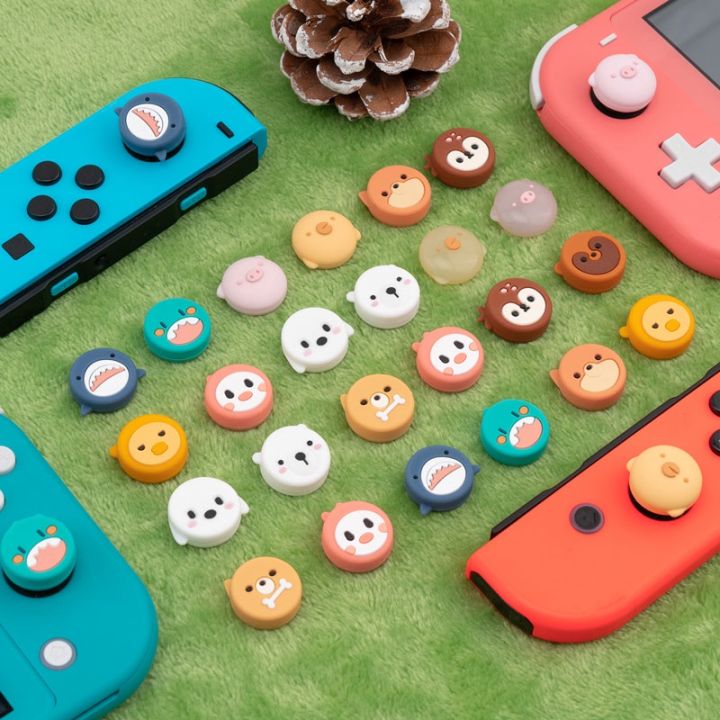 4pcs Cute Bear Cat Thumb Grips For Nintendo Switch Joystick Cover