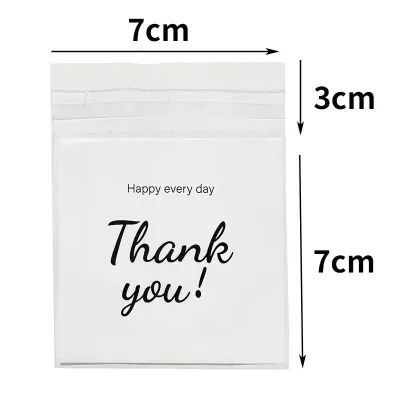 100PCS Self Adhesive Cookie Bags Thank You Printed Treat Bags Cookie Bakery Decorating favor bag DIY Plastic Individual Biscuit Candy Bag