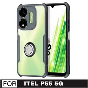 Promo Case Armor Fusion Shockproof Transparent Itel P55 5G 2024 Casing Handphone Plus Holder Ring