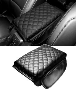 SENSHINE 1.2in Thickness Center Console Cover for Ford Bronco Accessories 2021-2023 2024 2025 2026 2/4 Door Armrest Stroage Protector Console Pad with Side Pockets Leather Prevent Scratch (Red)