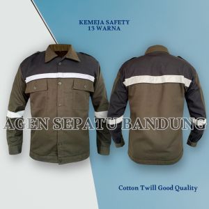 Kemeja Safety Lengan Panjang Kombinasi / Wearpack / Katelpak Safety Skotlet / Atasan Kemeja Kerja / Atasan Katelpak Panjang / Kemeja Katelpak