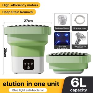 Mini Portable Folding Washing Machine 6L 10L 12L Small Washer Fast Spin Dehydration Space Saving Efficient Cleaning