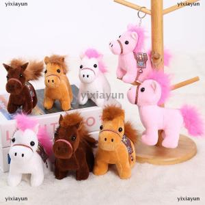 [COD] yixiayun 10CM Cute Mini Horse Pendant Keychian Plush Toy Kawaii Animal Simulation Stuffed Doll Bag Decor Children Zodiac Horse Gifts