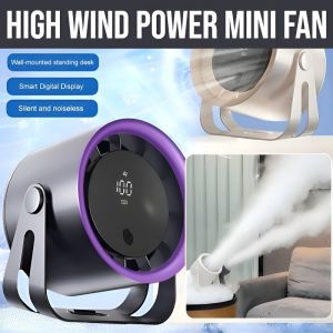 High Wind Power Mini Fan Rechargeable Desktop Wireless Fan Strong Wind 100 Level Adjustment Led Display For Travel Commuting Outdoor Sports Office