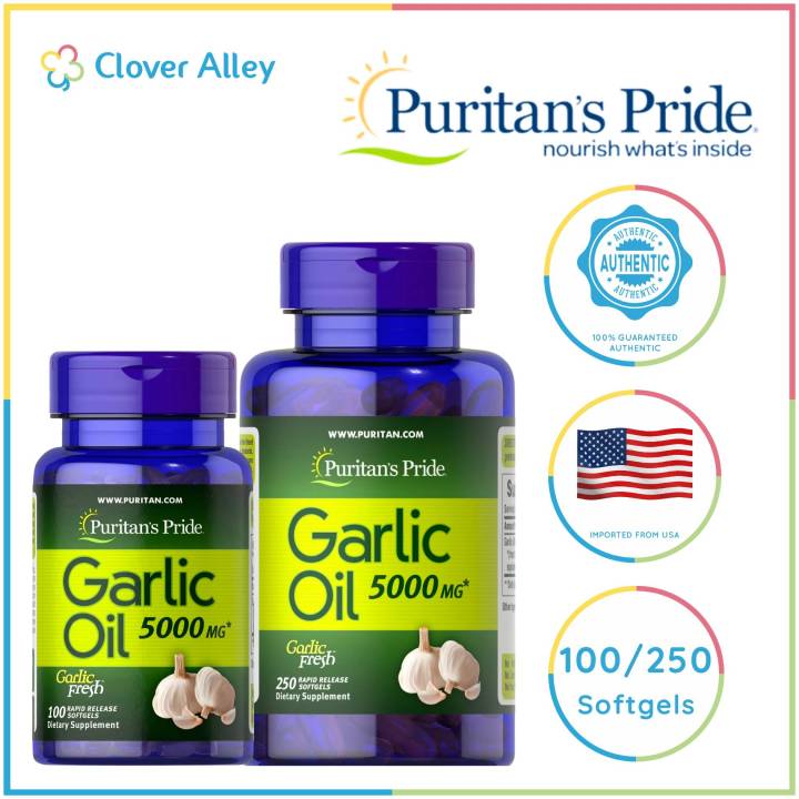Puritan's Pride Garlic Oil 5000mg, 100/250pcs (Expiry in description)