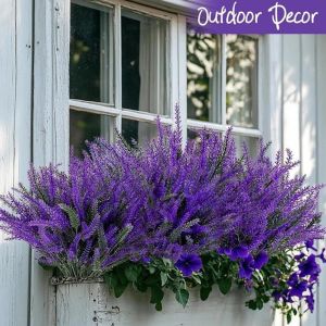 GORGE 5 Bundles 5 Heads Artificial Lavender Flowers 7 Colors 36cm Fake Flowers High Quality Outdoors Garden Lavender Flowers Wedding Decor