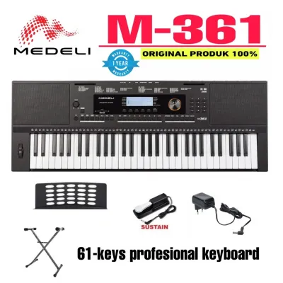 Medeli M-361 Keyboard Portable 61-Tombak - Universal Plug Warna Coklat