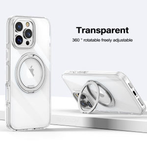 360 ° Rotatable Stand Clear Phone Case For iPhone 17 Air 16 15 14 13 12 Pro Max Plus For MagSafe Kickstand Transparent Back Phone Cover With Holder For iPhone 17 Pro Max Military Shockproof Protection Casing