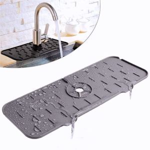 KITCHEN SINK SPLASH GUARD / SILICONE FAUCET SPLASH WATER CATCHER / SILICONE FAUCET HANDLE DRIP CATCHER TRAY SINKS DRY
