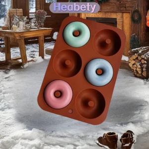 Heabety 6 lỗ Silicone Donut khuôn bagel Pan không dính nướng chịu nhiệt Khuôn Donut Maker Pan Baking công cụ