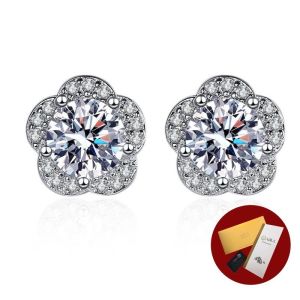 Diamcity (Free Gra Certificate) Anting Moissanite Karat untuk Wanita Anting 0.5 Perak 925