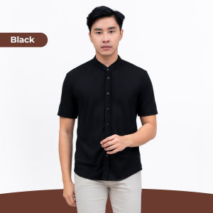 BROGUY Kemeja Pria Lengan Pendek Kerah Sanghai Casual Slimfit