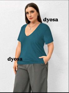 Plus size vneck shirts blouse v neck women large xl 2xl 3xl 4xl soft cotton (VN)