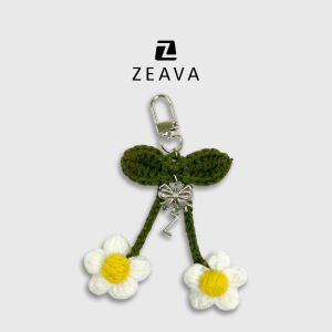 ZEAVA  X IKIRAJUTAN Gantungan Kunci Rajut Unik Motif Bunga dan Cherry - Aksesoris Tas Amigurumi