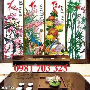 Gạch tranh 3D tứ quý tài lộc