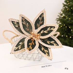 MAYIT Đầy màu sắc Hoa Giáng Sinh Vàng Đỏ 26cm Hoa Giáng Sinh nhân tạo Đồ dùng Tết Cây thông Noel tự làm Hoa lấp lánh Giáng sinh Giáng sinh