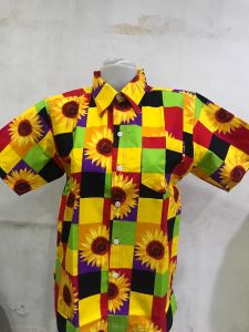 พร้อมส่ง เสื้อแหยม เชิ๊ตลำลองลายดอกทานตะวัน เสื้อ เสื้อลายสก๊อต เสื้อลายดอก เสื้อสงกรานต์ เชิ๊ตลำลอง เสื้อลายตาราง ชาย-หญิงใส่ได้้้