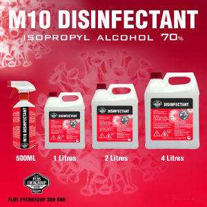 PLUS M10 Disinfectant 1L/4L Isopropyl Alcohol 70% Sanitiser Pembersih Pembasmi Kuman Alkohol Ready-to-use & Refill