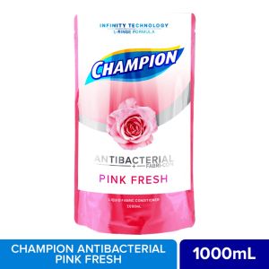 Champion Liquid Fabric Conditioner Pink Fresh 1Liter Bottle/ 1Liter Refill Pouch