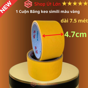 1 Cuộn băng keo simili màu vàng rộng 4.7cm dài 7.5 mét lõi giấy 3mm giá tại xưởng