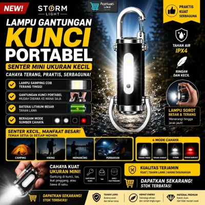 StormKey Light Senter Mini Bisa Dicas Gantungan Kunci Lampu LED Mini Portable Rechargeable