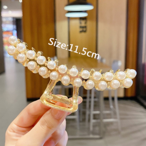 Korean Style Large Pearl Rhinestone Hair Clip Back of Head Hairclip Diamond Hair Pin Metal Hair Clips for Women Fashion Accessories