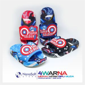 Sandal Anak Laki-laki Selop Karet Import Karakter Avengers Captain Amerika Terbaru Usia 1 - 7 Tahun