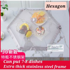 Foldable Umbrella Shape Fine Mesh Dish Food Lid Cover Transparent Anti Fly Insects Proof Household Products Breathable Portable Mesh Lace Food Pop Up Dish Cover With Handle Lid Net Tent Tudung Saji Cantik Moden Penutup Bekas Makanan Boleh Lipat 蕾丝菜罩可折叠菜罩盖