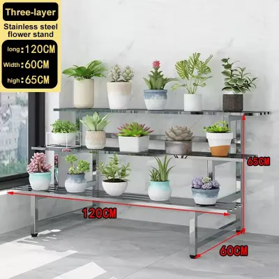 HomeChic 2/3/4 Layer Stainless Steel Plant Stand Heavy Duty Storage Rack Indoor Outdoor Flower Pot Display Rack#ZWL11