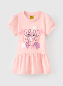 (10-31kg) Váy thun đuôi cá ngắn tay Stitch bé gái Rabity 550106 đầm thun mùa hè ngắn tay 100% cotton mềm mát cho trẻ em